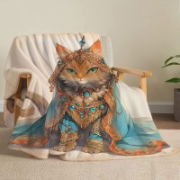 Personality Cool Cat Print Flannel Blanket