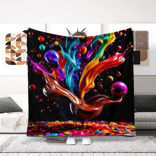 Oil Painting Pattern Flannel Blanket, Air Conditioning Blanket